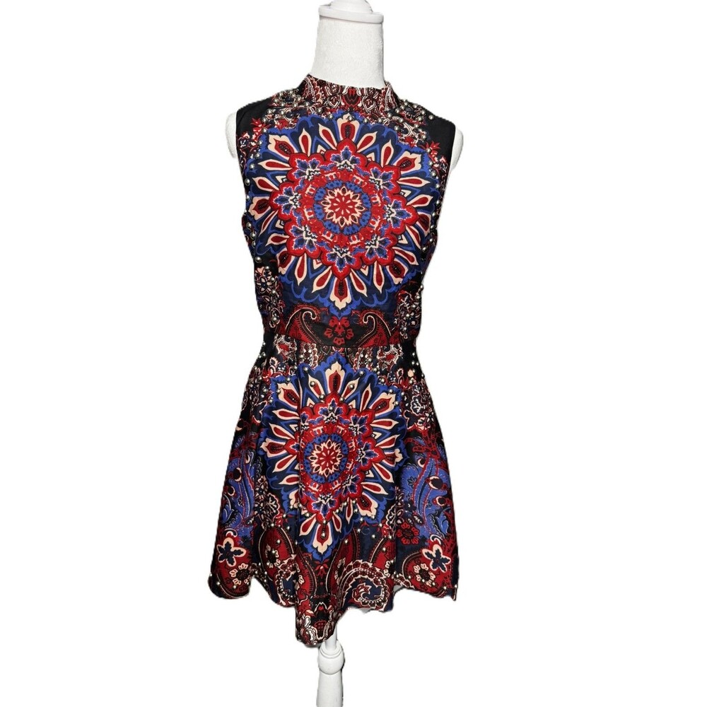 NWT ASOS Paisley Mini Dress Women Size 6 Boho Chic Festival Summer Short Dress